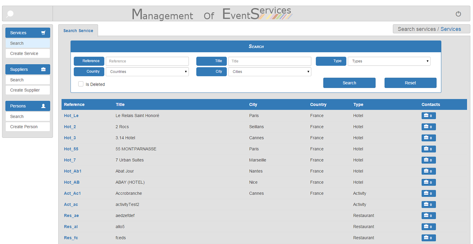 Screen Site Management of Events Services