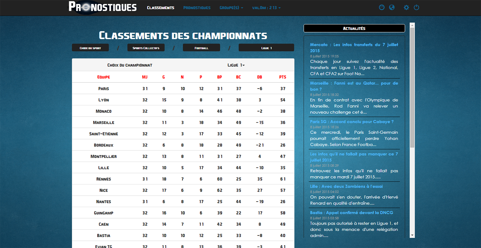 Screen Site Pronostiques